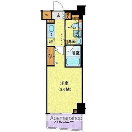 プレセダンヒルズ阿佐ヶ谷[1K/25.52m2]の間取図