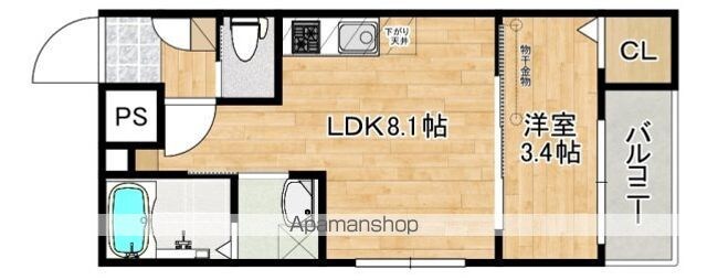 ＭＯＶＥ宇品御幸ＮＥＯ[1LDK/28.26m2]の間取図