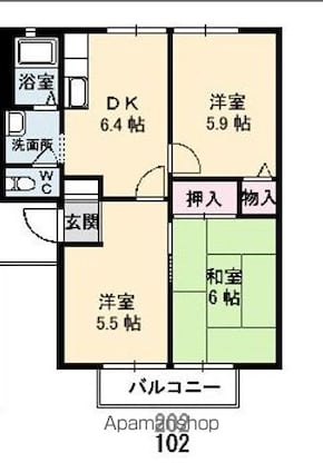 メゾン・アムール　Ｃ棟[3DK/50.78m2]の間取図