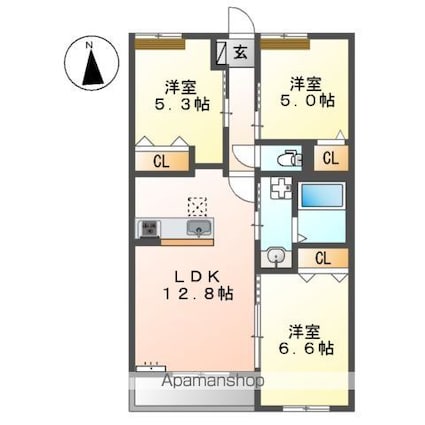 アデランテみくまり（省エネ物件）[3LDK/65.37m2]の間取図