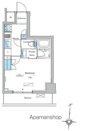 ウィルテラス森下四丁目[1K/25.32m2]の間取図