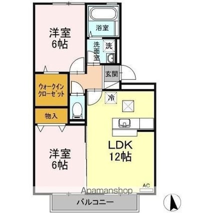 ジュネス針田　Ｂ棟[2LDK/56.34m2]の間取図