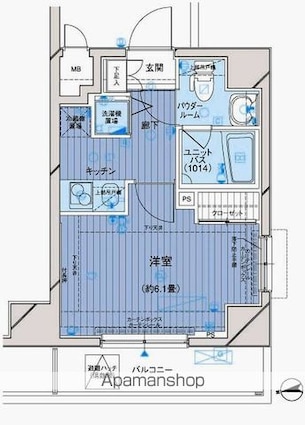 メインステージ大山[1K/22m2]の間取図