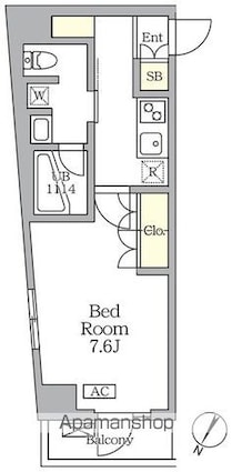 東京都世田谷区三宿１丁目[1K/26.6m2]の間取図