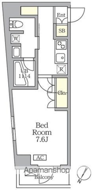 東京都世田谷区三宿１丁目[1K/26.6m2]の間取図