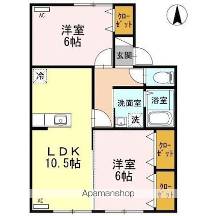 エステート天神[3DK/53.73m2]の間取図