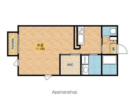 パストラルＦ[1K/34.02m2]の間取図
