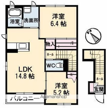 ラ・エスペランサ[2LDK/61.2m2]の間取図