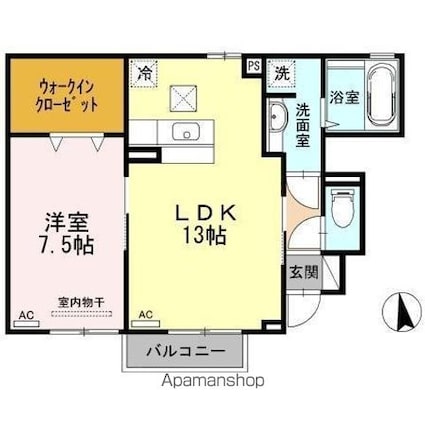 Ｓｅｊｏｕｒ　Ｗｈｉｔｅ[1LDK/51.48m2]の間取図