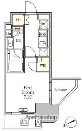 ザ・パークハビオ大森山王[1K/25.48m2]の間取図