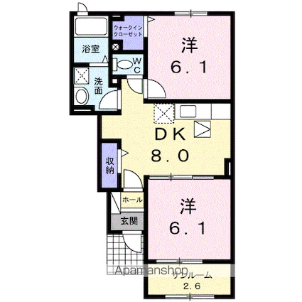 クラール土器西Ａ[2DK/50.12m2]の間取図