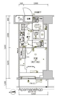 メインステージ南砂町Ⅱ[1K/25.7m2]の間取図