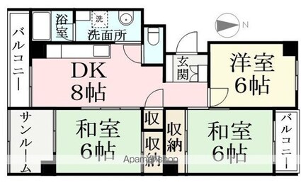 レジデンス黒葉[3DK/68.13m2]の間取図