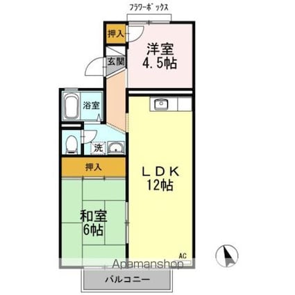 リビエラ南　Ｂ棟[2LDK/50.04m2]の間取図
