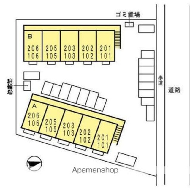 広島県東広島市西条町田口[1K/20.25m2]の配置図