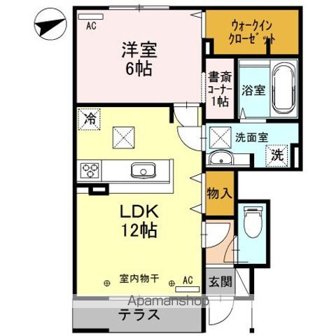 ヴィラアヴェニューセレーネ　Ａ棟[1LDK/47.95m2]の間取図