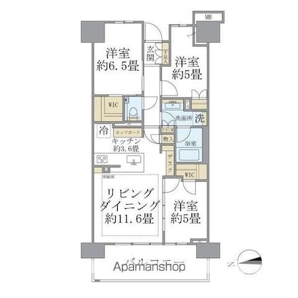 Ｂｒｉｌｌｉａ　Ｃｉｔｙ　西早稲田[3LDK/72.17m2]の間取図