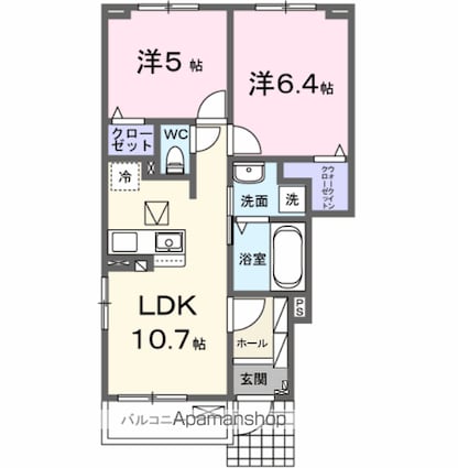 グレースヒルズ[2LDK/50.44m2]の間取図