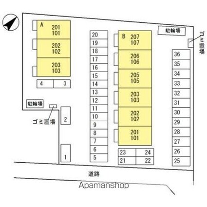 エスポワールＡ棟[2LDK/53.61m2]の配置図