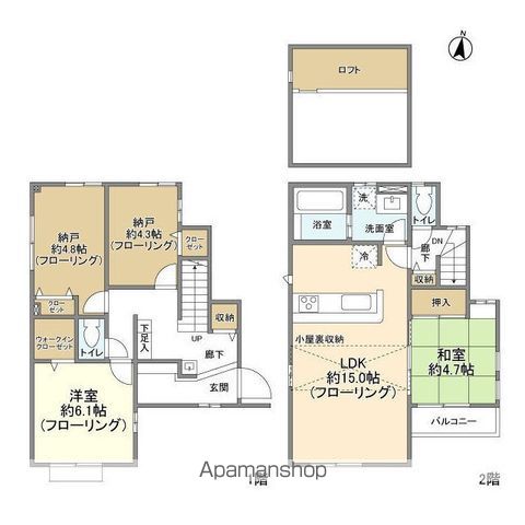 東武鉄道東上線 下赤塚駅 徒歩17分 2階建 築4年の間取り写真