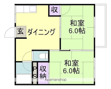 和歌山県和歌山市井辺[2DK/36.72m2]の間取図