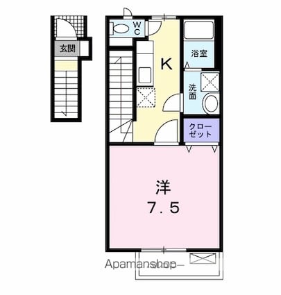 東京都八王子市小宮町[1K/28.8m2]の間取図