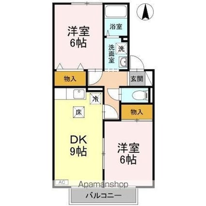 倫世館　Ｂ棟[2DK/50.12m2]の間取図