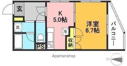 東京都世田谷区松原５丁目[1DK/31.08m2]の間取図