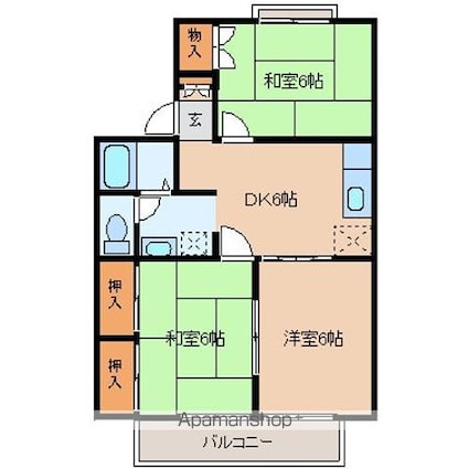 宮城県仙台市若林区今泉１丁目[3DK/53.5m2]の間取図
