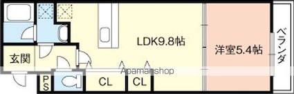 和歌山県和歌山市新在家[1LDK/35.48m2]の間取図