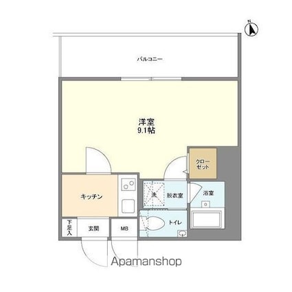 ミリアレジデンス赤坂[1K/26.95m2]の間取図