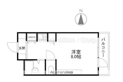 第２４長栄アビタシオン[1K/24.8m2]の間取図