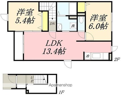 パラシオン桔梗[2LDK/60.86m2]の間取図