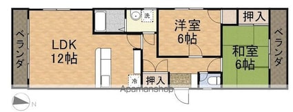 シャンブルド昭島[2LDK/64.8m2]の間取図