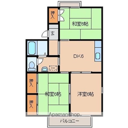 エヤナ蔵２[3DK/53.46m2]の間取図