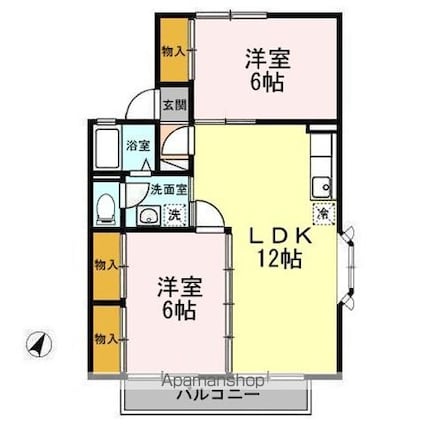 セジュールマロニエ　Ａ[2LDK/53.68m2]の間取図