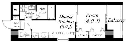 珠光ビル南草津[1DK/28.27m2]の間取図