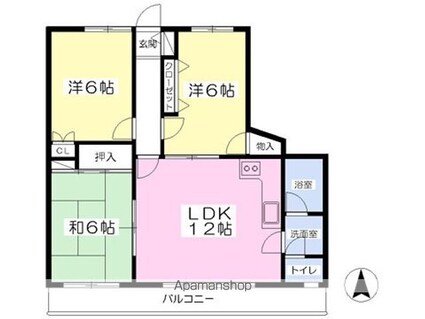 グリーンハイツ東長戸[3LDK/63.13m2]の間取図