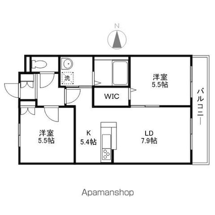 メゾンＵ[2LDK/56.3m2]の間取図