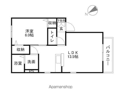 グレースコートⅡ番館[1LDK/45.42m2]の間取図