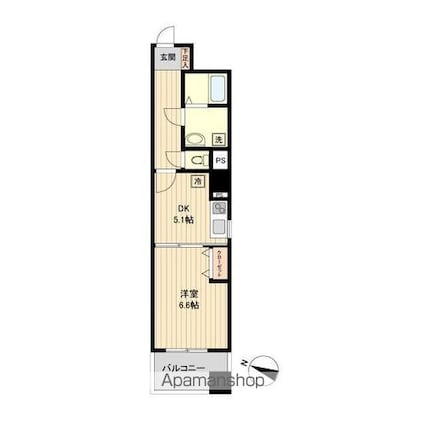 ＨＦ仙台五橋レジデンス[1DK/34.37m2]の間取図