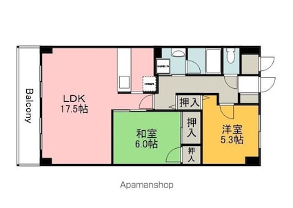 グランカーサ古江[2LDK/66.6m2]の間取図