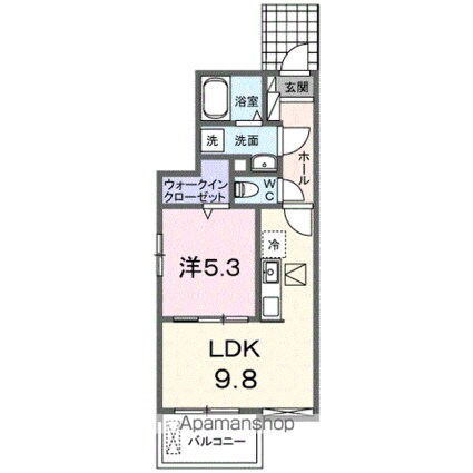 クレールガーデン　Ⅰ[1LDK/37.97m2]の間取図