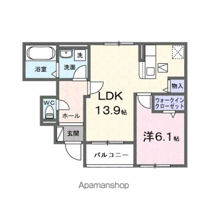 ブルーム[1LDK/48.75m2]の間取図