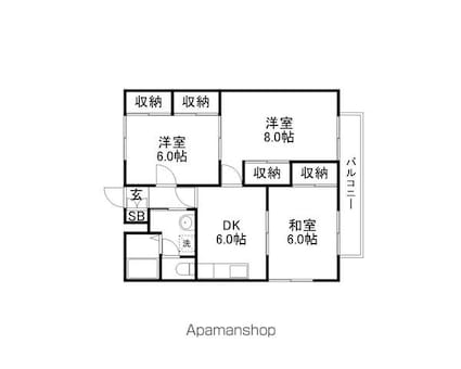 滋賀県大津市瀬田３丁目[3DK/59.6m2]の間取図