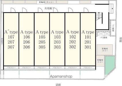 リブリ・小門[1K/26.08m2]の配置図