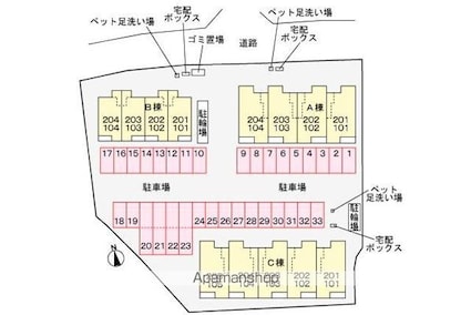 クラール鶴市フロイデＣ[1LDK/50.14m2]の配置図