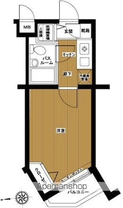 東京都杉並区上高井戸１丁目[1K/18.41m2]の間取図