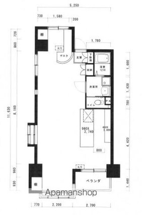 中島町パークマンション[1R/58.42m2]の間取図