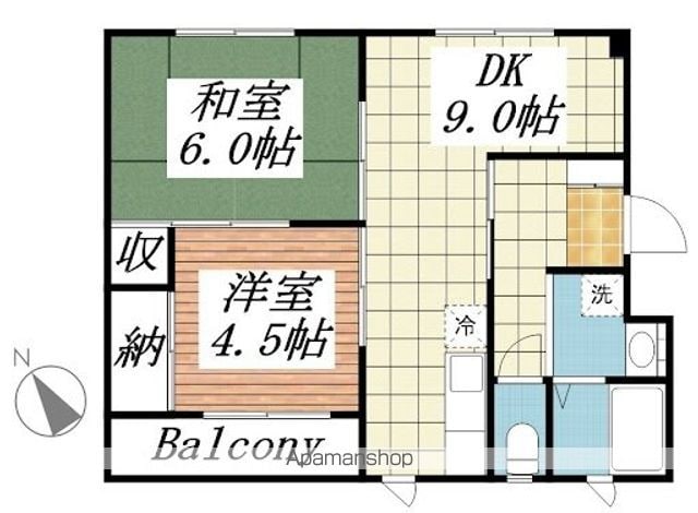 ハイツカクト[2DK/43m2]の間取図